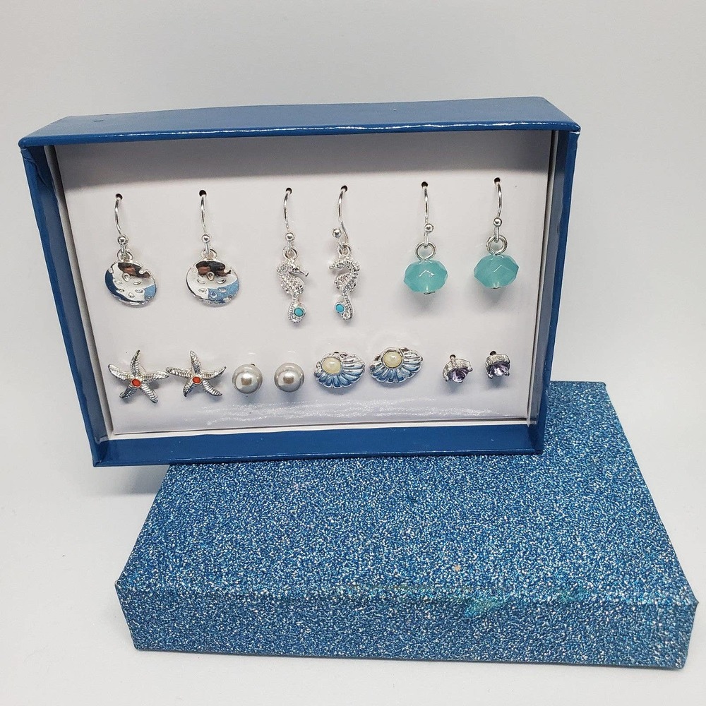 Ocean Themed Earrings - 7 Pairs Sea Themed in a Box - Picture 2 of 3
